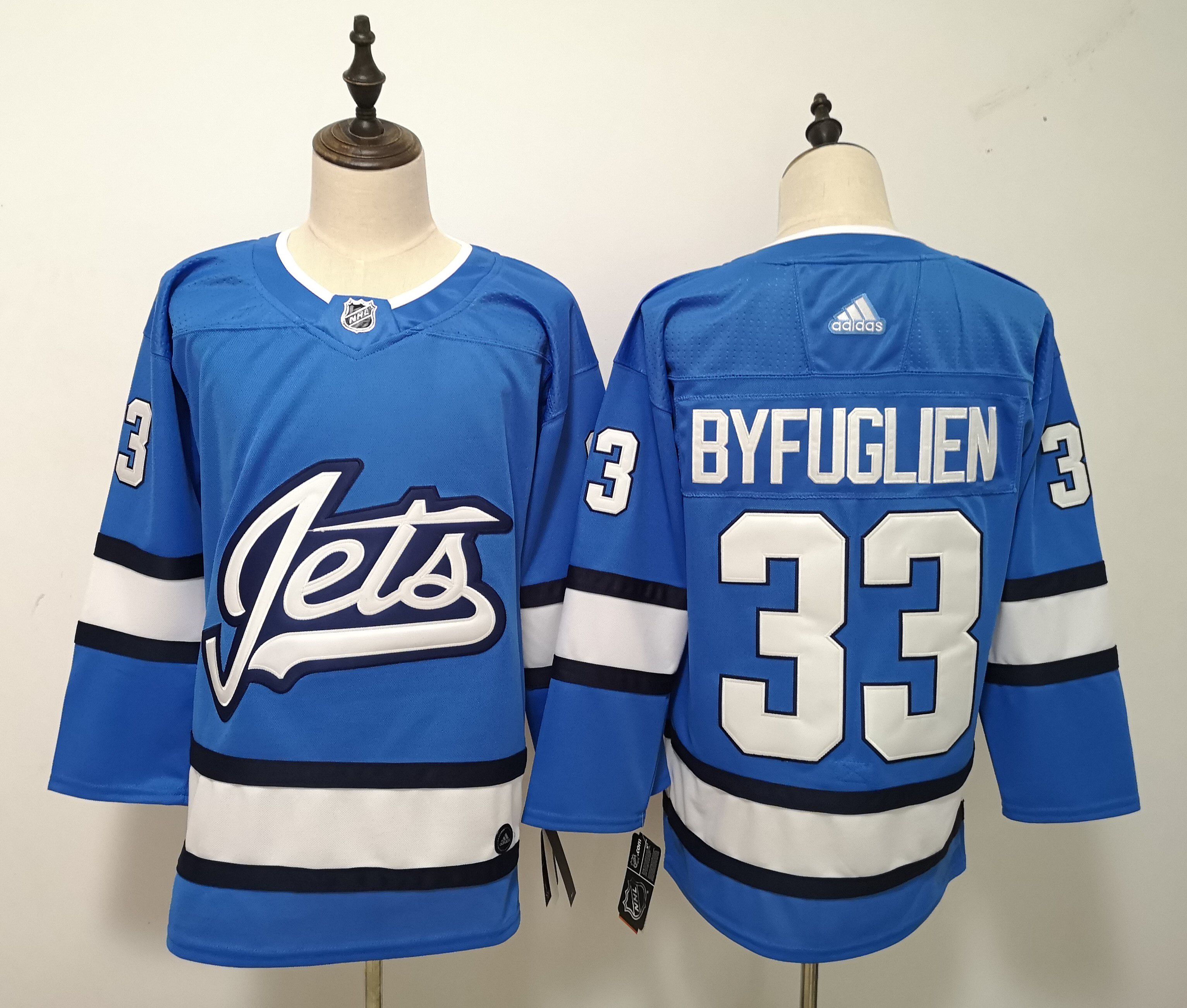 Men Winnipeg Jets 33 Byfuglien Blue Adidas Alternate Authentic Stitched NHL Jersey
